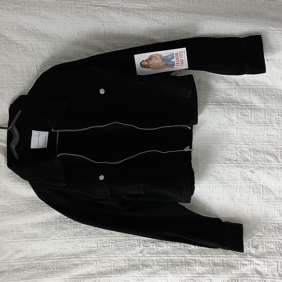 Celebrity Pink Black Cropped Jean Jacket L - Picture 3 of 6